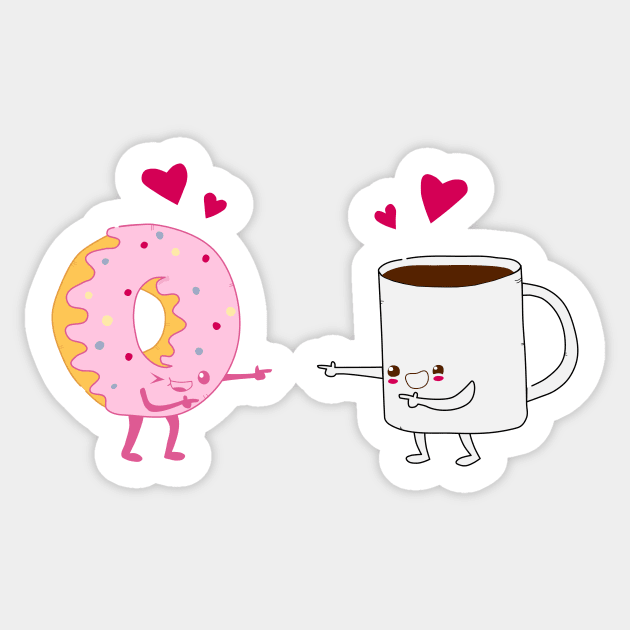 Donut and Coffee Pair Sticker by OneWeirdDude